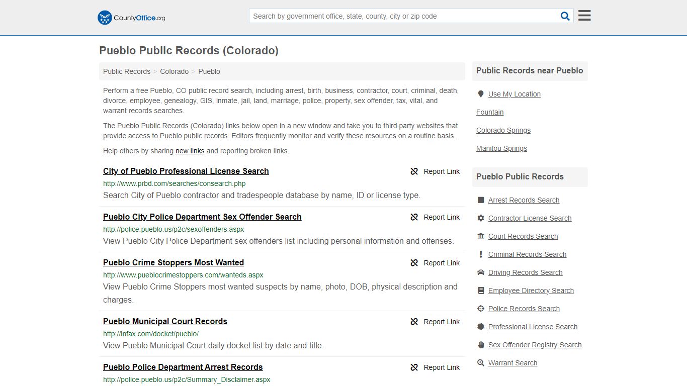 Pueblo Public Records (Colorado) - County Office